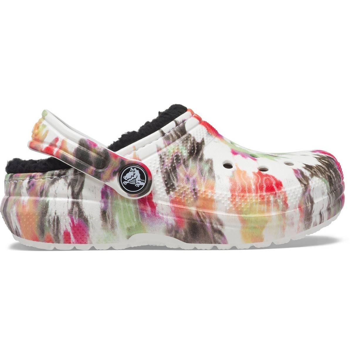 Crocs Zuecos de niños Classic Lined Tie Dye Graphic Clog K - Black/Multi