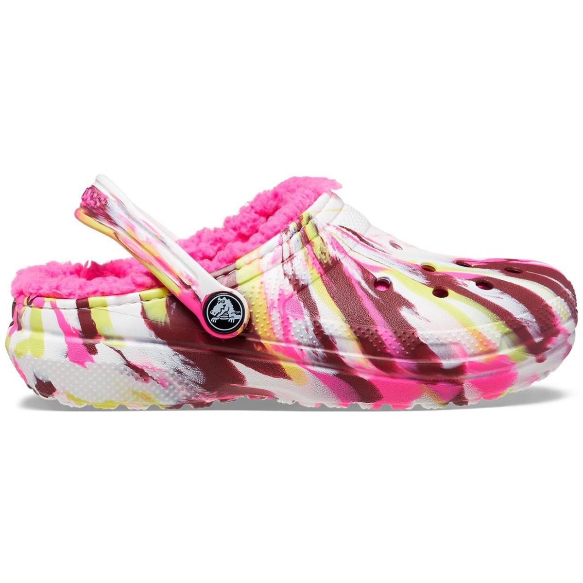 Crocs Zuecos de niños Classic Lined Marbled Clog T - Electric Pink/Multi