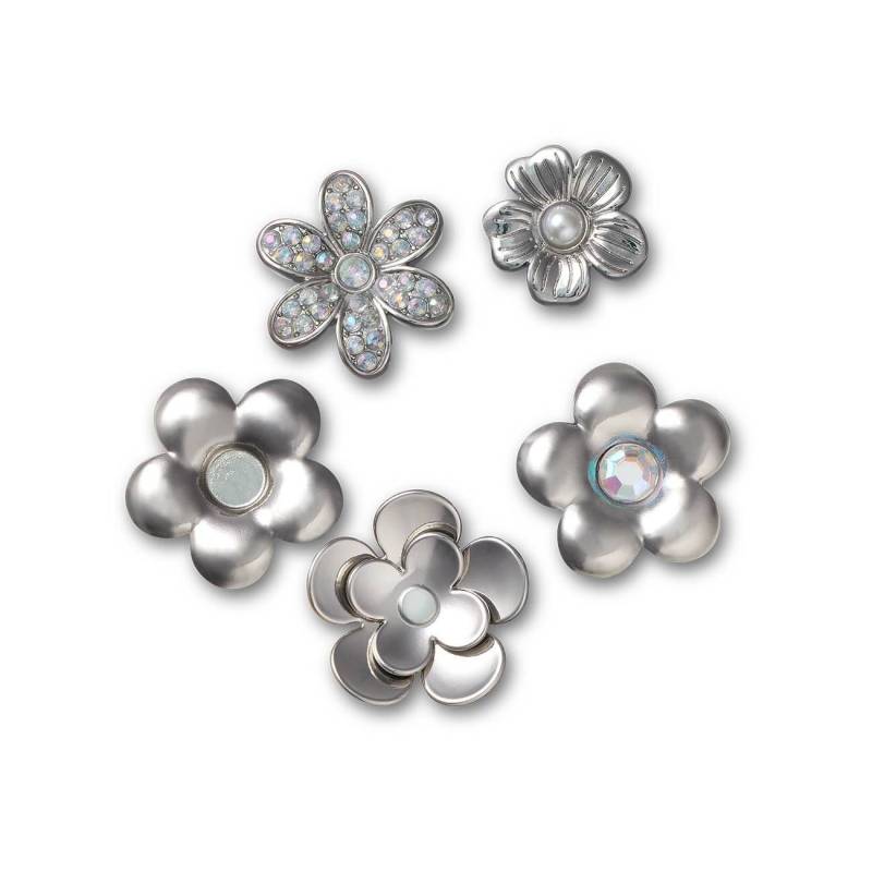 Conjunto de 5 flores prateadas monocromáticas