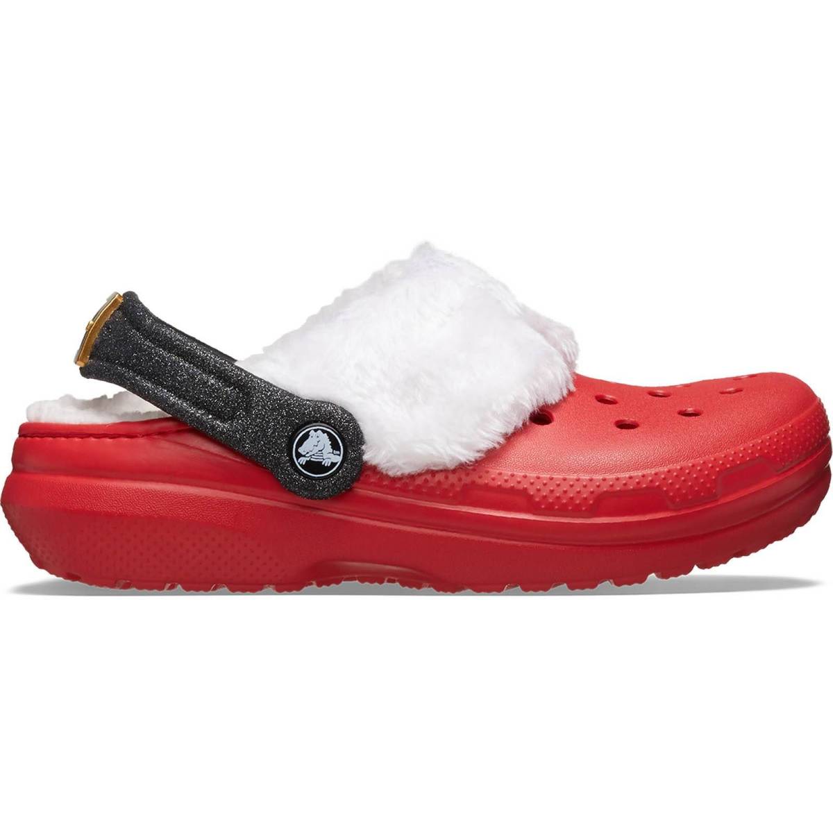 Crocs Zuecos de niños Classic Lined Santa K - Varsity Red/Multi