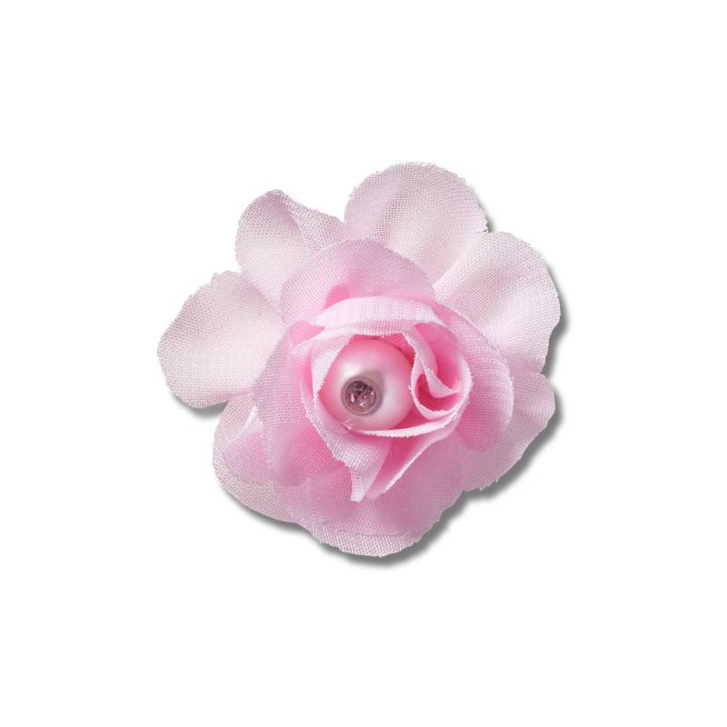 Flor de tela rosa con perla