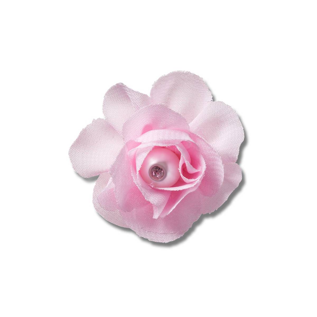 Crocs Flor de tela rosa con perla