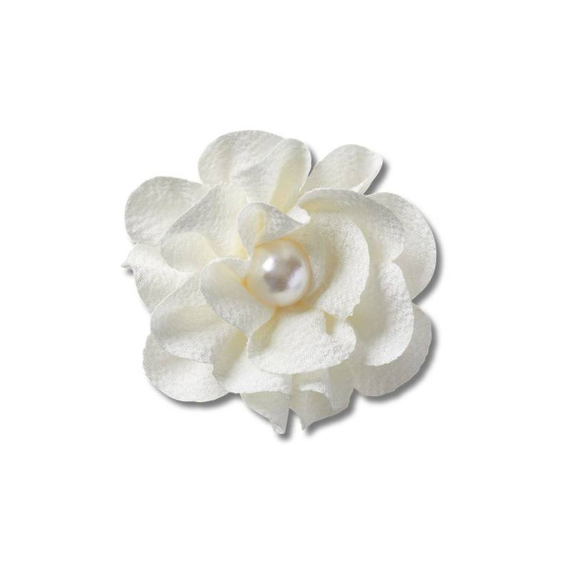 Flor de tela blanca con perla