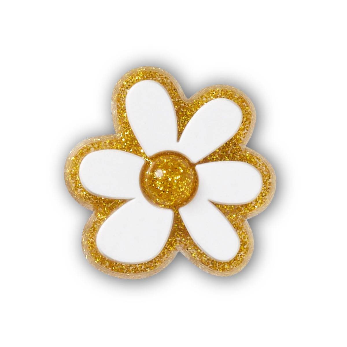 Crocs Flor blanca y dorada