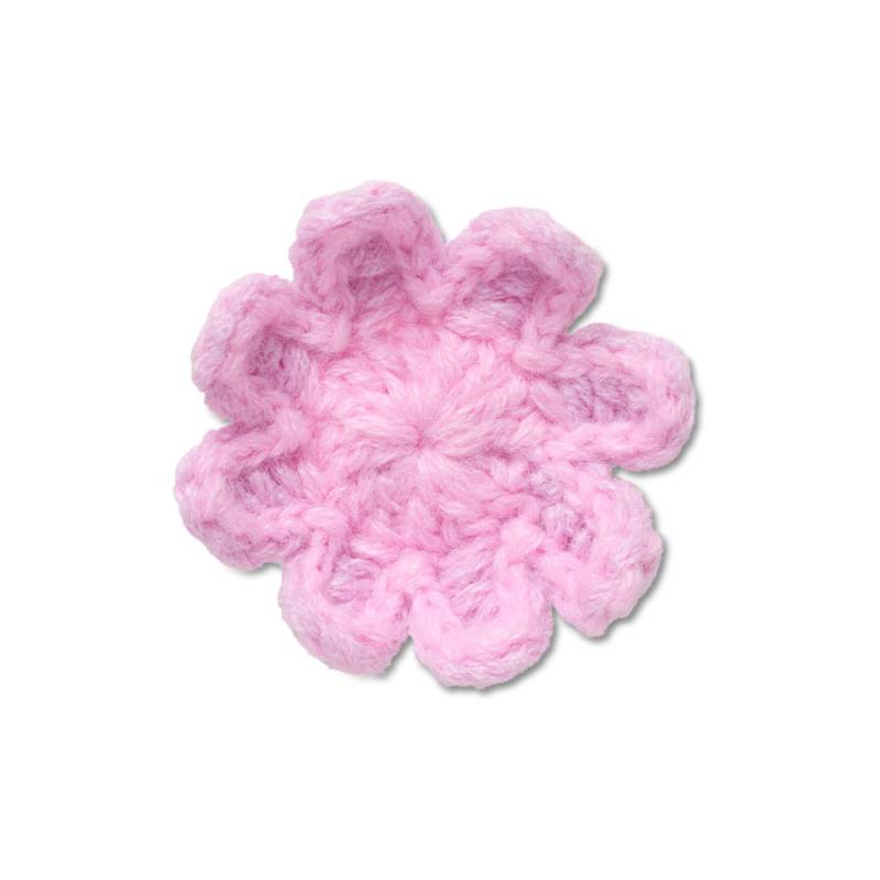 Flor rosa claro de ganchillo