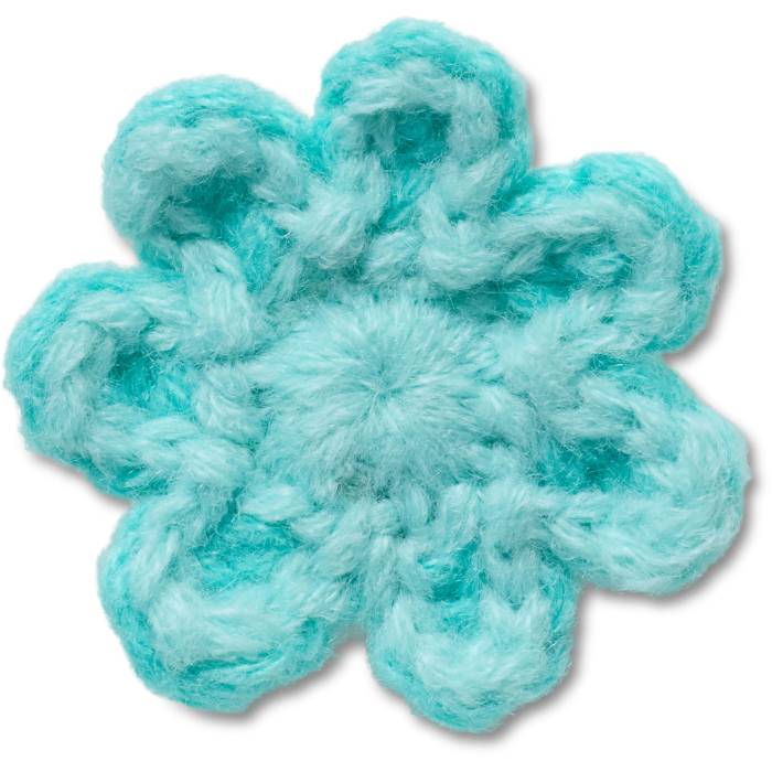 Flor azul de ganchillo
