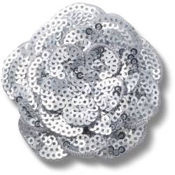 Flor de lentejuelas plateada
