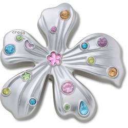Flor Meta plateada con gema